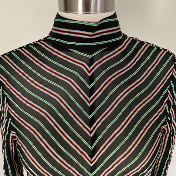 &Other Stories Sheer Chevron Stripe Top, Black/Stripe, 34/XS - Picture 5 of 13